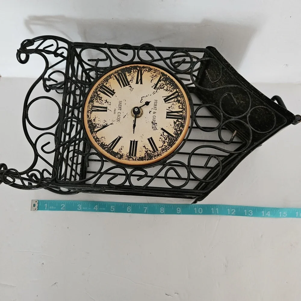 Pierat & Garein Vintage Distressed Bird Cage Clock AA Battery Working